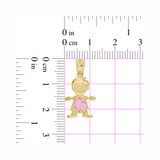 Boy Pendant Pink October CZ Birthstone Yellow Gold 14k [P027-019]