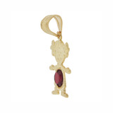 Girl Pendant Red January CZ Birthstone Yellow Gold 14k [P027-022]