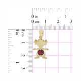 Girl Pendant Red January CZ Birthstone Yellow Gold 14k [P027-022]