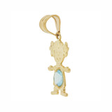 Girl Pendant Aqua Blue March CZ Birthstone Yellow Gold 14k [P027-024]