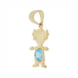 Girl Pendant Blue December CZ Birthstone Yellow Gold 14k [P027-033]