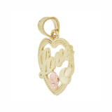 Small Heart Rose Love Pendant Yellow and Rose Gold 14k [P028-047]