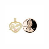 Small Heart Rose Love Pendant Yellow and Rose Gold 14k [P028-047]