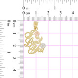 I Love You Rose Flower Pendant Script Text Tricolor Gold 14k [P029-003]