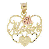 Heart Madre Rose Mom Mother Pendant Yellow and Rose Gold 14k [P029-015]