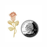 Long Stem Rose Flower Pendant Yellow and Rose Gold 14k [P029-017]