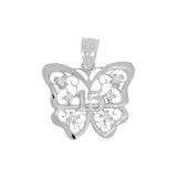 15 Anos Quinceanera Butterfly Pendant CZ White Gold 14k [P029-085]