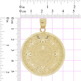 Aztec Calendar Medal Pendant Round Diacut 40mm Yellow Gold 14k [P030-020]