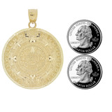 Aztec Calendar Medal Pendant Round Diacut 40mm Yellow Gold 14k [P030-020]