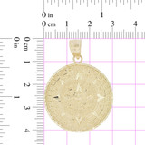 Aztec Calendar Medal Pendant Round Diacut 30mm Yellow Gold 14k [P030-021]