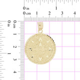 Aztec Calendar Medal Pendant Round Diacut 25mm Yellow Gold 14k [P030-022]