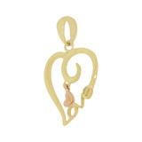 Small Heart Pendant LOVE 15mm Yellow and Rose Gold 14k [P030-029]