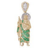 Saint Jude Judas Pendant Green CZ 12mm Tricolor Gold 14k [P031-035]