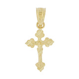 Tiny Mini Cross Christ Jesus Crucifix Pendant Diacut 8mm Yellow Gold 14k [P034-010]