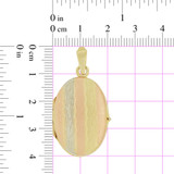 Locket Pendant For Photos Oval 22mm Tricolor Gold 14k [P035-018]