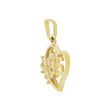 Small Heart Bow 15 Anos Quinceanera Pendant CZ 14mm Yellow Gold 14k [P035-026]