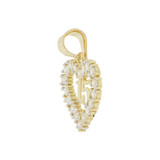 Small Heart 15 Anos Quinceanera Pendant CZ 16mm Yellow Gold 14k [P035-028]