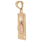 Communion Confirmation Medal Pendant Rectangular 13mm Tricolor Gold 14k [P036-028]