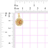 Mini Colorful Baptism Christening Pendant CZ 11mm Yellow Gold 14k [P036-042]