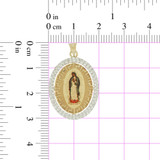 Reversible Christ Virgin Guadalupe Pendant CZ 20mm Tricolor Gold 14k [P036-044]