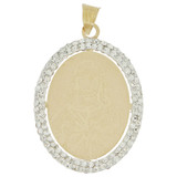 Reversible Sacred Heart Christ Virgin Guadalupe Pendant CZ 20mm Yellow Gold 14k [P036-046]