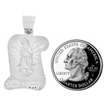 Scroll Pendant Virgin Guadalupe Medal 21mm White Gold 14k [P037-053]