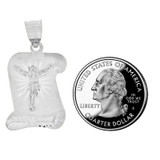 Scroll Pendant Christ Jesus Crucifix Medal 21mm White Gold 14k [P037-054]