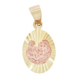 Small Baptism Christening Pendant Oval 11mm Yellow and Rose Gold 14k [P038-001]