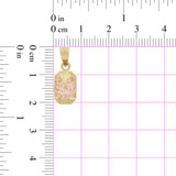 Small Baptism Christening Pendant Octagon 8mm Yellow and Rose Gold 14k [P038-003]