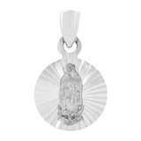 Small Virgin Guadalupe Pendant Round 11mm White Gold 14k [P038-056]