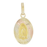 Small Virgin Guadalupe Pendant Oval 13mm Tricolor Gold 14k [P039-015]