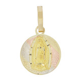 Small Virgin Guadalupe Pendant Round 13mm Tricolor Gold 14k [P039-016]