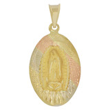 Virgin Guadalupe Pendant Oval 17mm Tricolor Gold 14k [P039-020]