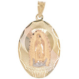 Virgin Guadalupe Pendant Oval Facetted 26mm Tricolor Gold 14k [P039-030]