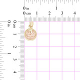 Mini Baptism Pendant Medal 10mm Yellow and Rose Gold 14k [P040-034]