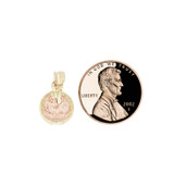 Mini Baptism Pendant Medal 10mm Yellow and Rose Gold 14k [P040-034]