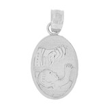 Religious Baptism Pendant Oval Medal 10mm White Gold 14k [P040-080]