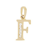 Initial Capital Letter F Pendant CZ 7mm Yellow Gold 14k [P041-006]