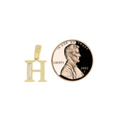 Initial Capital Letter H Pendant CZ 11mm Yellow Gold 14k [P041-008]