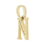 Initial Capital Letter N Pendant CZ 9mm Yellow Gold 14k [P041-014]