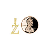 Initial Capital Letter Z Pendant CZ 9mm Yellow Gold 14k [P041-026]