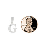 Initial Capital Letter G Pendant CZ 10mm White Gold 14k [P041-057]