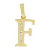 Initial Capital Letter F Pendant CZ 9mm Yellow Gold 14k [P042-006]