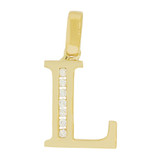 Initial Capital Letter L Pendant CZ 11mm Yellow Gold 14k [P042-012]