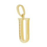 Initial Capital Letter U Pendant CZ 12mm Yellow Gold 14k [P042-021]