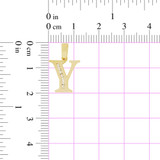 Initial Capital Letter Y Pendant CZ 12mm Yellow Gold 14k [P042-025]