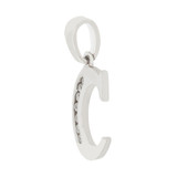 Initial Capital Letter C Pendant CZ 11mm White Gold 14k [P042-053]