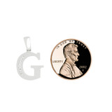 Initial Capital Letter G Pendant CZ 13mm White Gold 14k [P042-057]