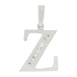 Initial Capital Letter Z Pendant CZ 12mm White Gold 14k [P042-076]