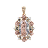 Virgin Guadalupe Rose Pendant Yellow and Rose Gold 14k [P043-122]